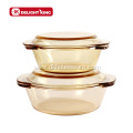 High borosilicate Amber Glass Casseroles Cooking Pot